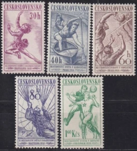 F-EX50991 CZECHOSLOVAKIA MH 1958 SPORT PARACHUTE CANOES SOCCER GYMNASTICS. - Picture 1 of 1