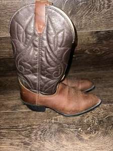 VTG Leather Cowboy Boots Men’s Size 9.5 D Brown Dark Brown 13” Point Toe USA - Picture 1 of 10