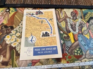 LOTE de Polish Airlines emitido. Mapa de ruta de los años 50 postal #2 - Imagen 1 de 2