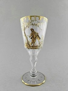 Kelchglas / Weinglas m. Trommler. Gold-, und Scharzlotmalerei. Schlesien, 19.Jh. - Picture 1 of 12