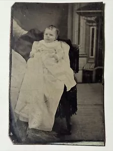MADRE NASCOSTA bambino in riccioli bianchi antica foto a colori anni 1870 - Foto 1 di 9