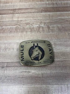 Vintage 15th anniversary Mule Days Brass Belt Buckle 1984 - Picture 1 of 3