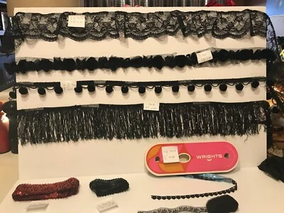 18 Yds Lot Vintage Sewing Craft Loop Fringe,Sequin Beaded,Beaded Fringe,Lace - Image 1 of 4