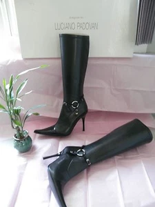 Luciano Padovan Leder Lack Zehe Kniehohe Stiefel Gr.38 - Bild 1 von 3