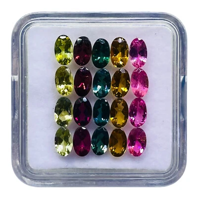 VVS 20 Pcs Natural Tourmaline 5x3mm Oval Cut Multi Color Loose Gemstones Lot - Image 1 of 4