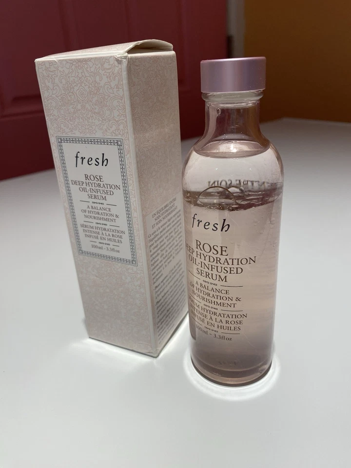 Suero infundido con aceite de hidratación profunda Fresh Rose 100 ml 3,3 fl oz tamaño completo, nuevo sin caja Foto 1 de 3