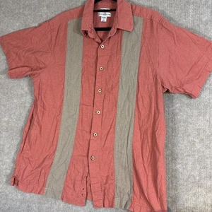 Ron Chereskin Men Linen & Rayon Shirt Size L Button Down Bowling Camp Hawaiian - Picture 1 of 5