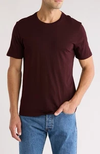 Vince Pima Cotton Crewneck T-Shirt Large Tee Maroon Burgandy casual soft tagless - Picture 1 of 8