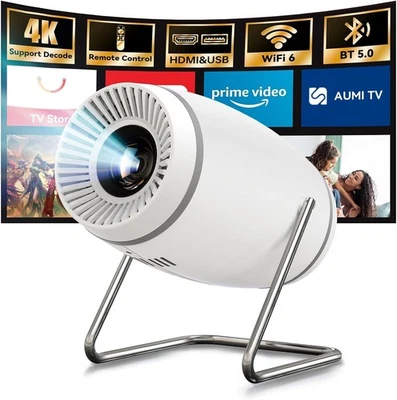 Mini Projector with Wifi 6 and Bluetooth 5.0, Portable Smart Projector 4K 1080P  - Image 1 of 4