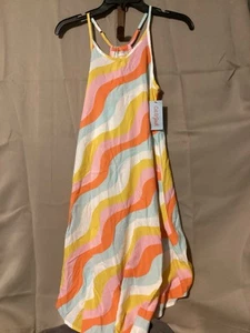 Cat & Jack Girls Dress SZ 10/12 Multicolor Pink Yellow Halter Straps NWT - Picture 1 of 3