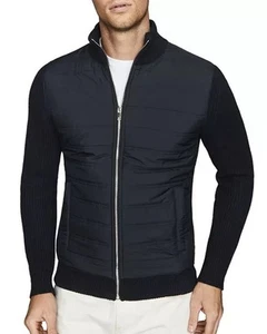 New REISS Men’s Trainer Quilted-Front Jacket In Navy Size S $290 - Picture 1 of 9