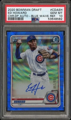 Ed Howard 2020 Bowman Chrome 1st Auto Blue Wave Refractor /150 PSA 10 Cub  - Image 1 of 2