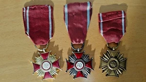 Poland Cross of Merit x 3 Medals Gold Silver Bronze - Picture 1 of 7