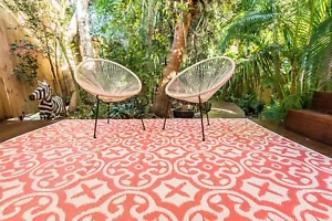 200 x 270cm Lisboa Pink/White Outdoor Plastic Rug/Mat Waterproof - Picture 1 of 7