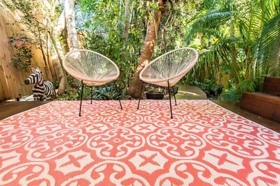 200 x 270cm Lisboa Pink/White Outdoor Plastic Rug/Mat Waterproof - image 1 of 4