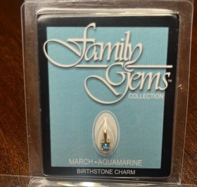FAMILY GEMS Austrian Crystal 18kt Gold Layered Birthstone Charm MARCH Aquamarine - Image 1 of 4
