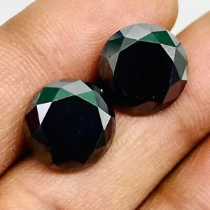 2 Stck. Schwarz Moissanit 12 mm Rundschliff Top Qualität Lose Edelsteine Posten - Bild 1 von 11