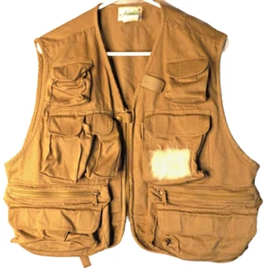 VTG Ausable Men's Fly Fishing Tact Outdoor Vest Brown Pockets 90's Size Large - Picture 1 of 7