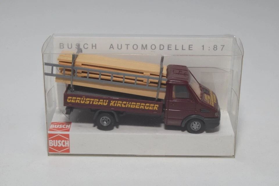 B8 1:87 BUSCH 47974N IVECO DAILY PCIK UP GERUSTBAU KIRCHBERGER MIB - Immagine 1 di 4