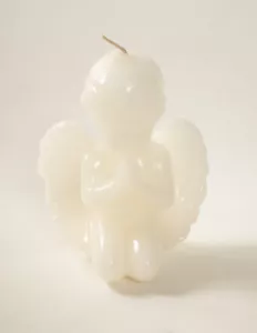 Vintage weiße Cherub Kerze (UD4) 7" Weihnachtsengel (JSF6) geflügeltes Kind - Bild 1 von 13