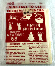 VINTAGE 1977 CHRISTMAS STENCILS REUSABLE DURABLE NIP CD 7