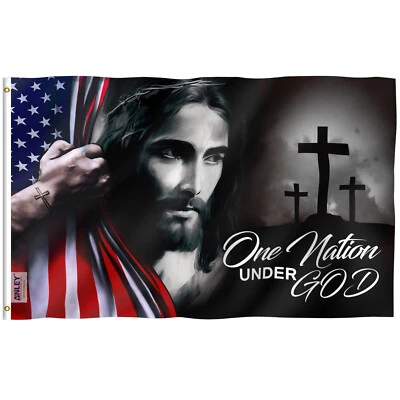 Anley 3x5 One Nation Under God Flag Good Friday Christian Jesus American Flags - Image 1 of 4
