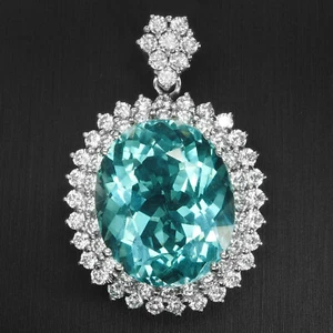 Classically Sea Blue Aquamarine 28.10Ct 925 Sterling Silver Handmade Pendants - Picture 1 of 8