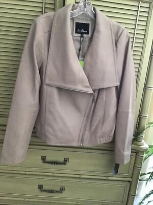 Sam Edelman Mujer Cuero Drapeado Frontal Bomber Chaqueta, Mediana Foto 1 de 4