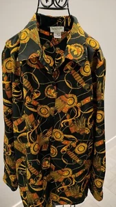 Women's Sara Stephen Black & Gold Long Sleeved Blouse Size Med. - Picture 1 of 5