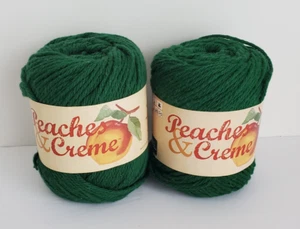 Lot of 2 Forest Green Peaches and Cream Cotton Yarn 4 Ply 2.5 oz Each, New - Picture 1 of 3