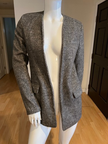 $1295 ALEXANDER WANG GIACCA BLAZER LANA APERTA DAVANTI TAGLIA 4 US