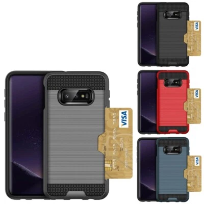 For Samsung Galaxy S10E Case Hybrid Slim Protective Cover with Card Holder - Image 1 of 2