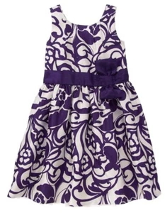 NWT Gymboree SPECIAL OCCASION Royal Purple Floral Duppioni Bow Dress 4 5 - Picture 1 of 2