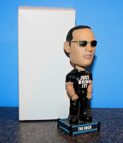 Rare WWF The Rock  just bring it shirt bobblehead 90's  figure Wrestling vtg WWE Cover