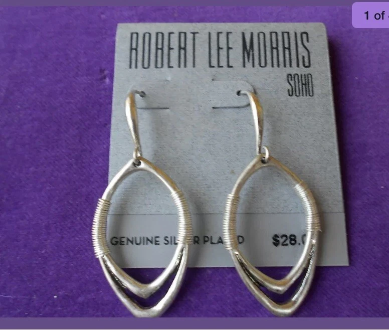 $28 Robert Lee Morris Aros Tono Plata Con Alambre Pendientes 144a Foto 1 de 4