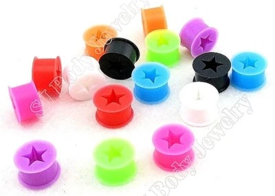 1 Silicone Star Stretcher Expander Earring Saddle Flesh Tunnel Ear plug 6mm-16mm - Image 1 of 2