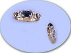 18 KT GOLD OVER STERLING SILVER SAPPHIRE & DIAMOND RING-6