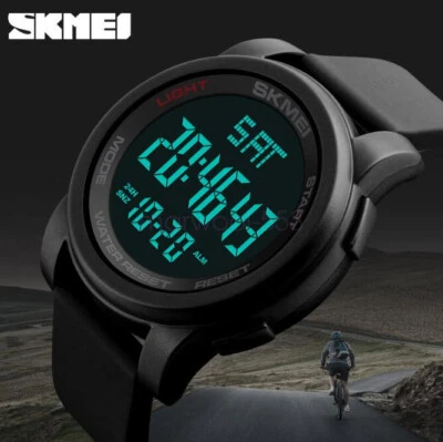 SKMEI Men Watches LED Digital Alarm Rubber Watch Military Sport Wristwatch NEW - image 1 of 4