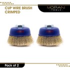 4" Crimped Wire Cup Wheel Brush Set For Grinders, 5/8"-11 Threaded Arbor: 2 Pack