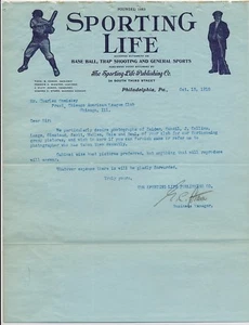 1910 SPORTING LIFE Vintage Signed Baseball Letter TY COBB PICTURED, Wants Photos - Picture 1 of 1