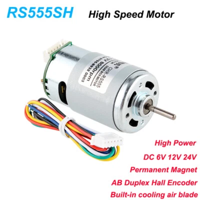 High Torque DC Motor 6V 12V 24V With Encoder Reversible High Speed RS555SH - Image 1 of 4
