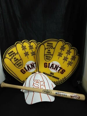 San Francisco Giants Cap, Mini Bat, 2 Foam Gloves, 2 T Shirts, Crazy Crab Scarf - Image 1 of 4