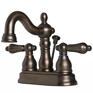 Classic Two Handle Centerset Lavatory Faucet with Pop-up Drain Brushed Bronze - Picture 1 of 6