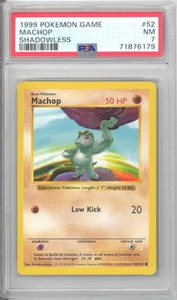 PSA 7 - Tarjeta de Pokémon - Base 52/102 - MACHOP (común) *Sin sombras* - Casi nuevo - Imagen 1 de 2