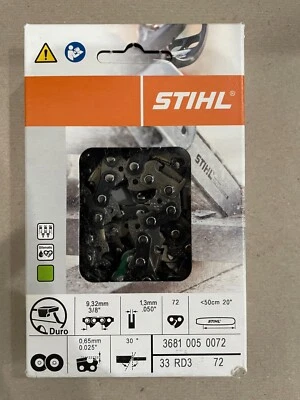 33RD3 72 STIHL 3/8 20 in NEW CARBIDE CHAINSAW CHAIN SAW .050 72 20 INCH BLADE