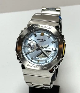Casio G Shock GM2110D-2A metal G-Steel Men watch blue dial 49MM -Excellent - Picture 1 of 8