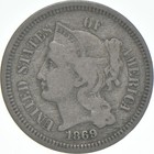 1869 THREE CENT PIECE TRIME EARLY US TYPE COIN 3 CENT 1869 THREE CENT PIECE TRIME EARLY US TYPE COIN 3 CENT