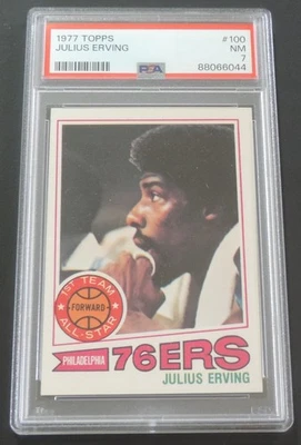 PSA 7 1977 TOPPS JULIUS DR. J ERVING CARD #100 PHILADELPHIA 76ERS HOF 'ER - Image 1 of 2
