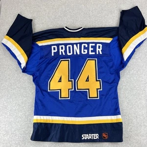 VINTAGE CHRIS PRONGER ST. LOUIS BLUES STARTER JERSEY LARGE 48-R. Cut Strap - Picture 1 of 9