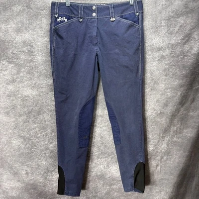 Calças femininas Equine Couture desempenho joelho 30 costura contraste marinho - Imagem 1 de 4